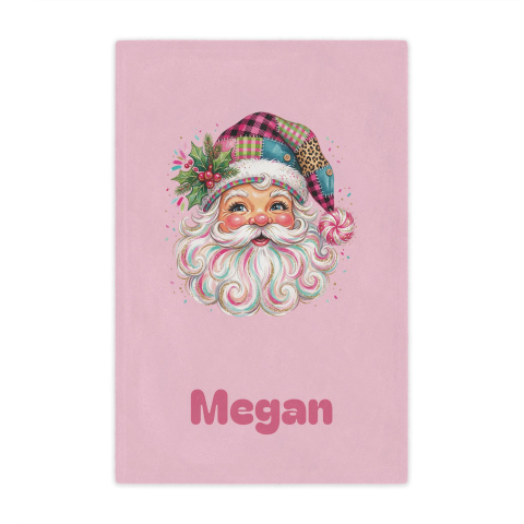 Pink Whimsical Santa Minky Blanket